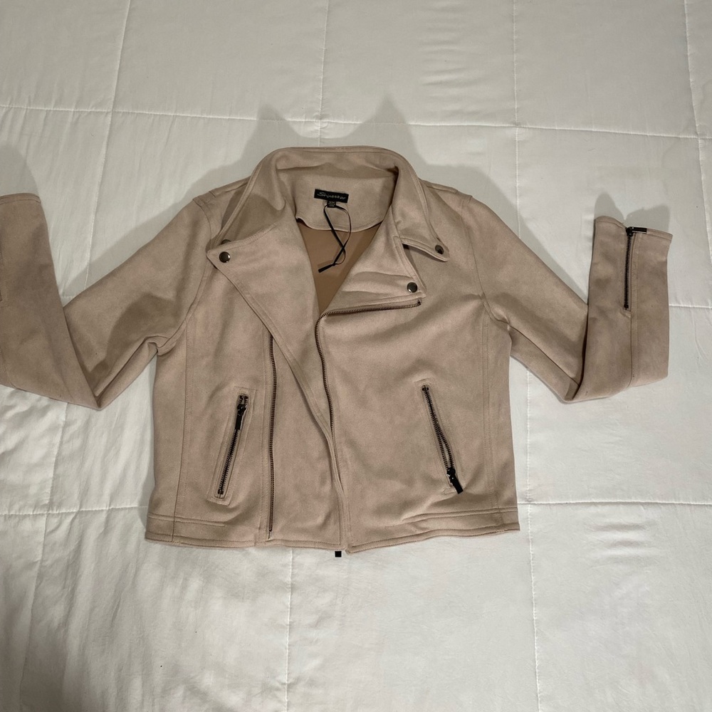 Suede cream moto jacket